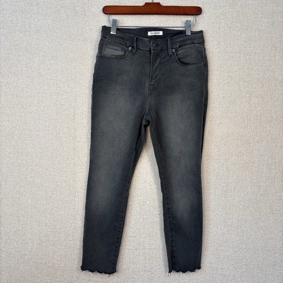 Good American Denim - Good American Jeans Womens 6/28 Grayish Black Good Legs Raw Hem Stretch Crop